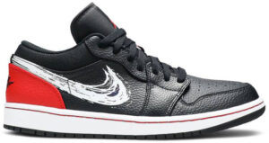 Jordan 1 Low Brushstroke Swoosh Black DA4659-001 - Nicesk photo 1