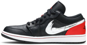 Jordan 1 Low Brushstroke Swoosh Black DA4659-001 - Nicesk photo 2