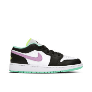 Jordan 1 Low Green Glow Violet Shock (GS) 553560-151 - Nicesk photo 1