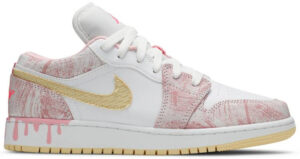 Jordan 1 Low Paint Drip (GS) CW7104-601 - Nicesk photo 1