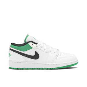 Jordan 1 Low White Lucky Green Tumbled Leather (GS) 553560-129 - Nicesk photo 1