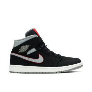 Jordan 1 Mid Black Particle Grey Gym Red 554724-060 - Nicesk photo 1