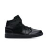 Jordan 1 Mid Deep Black Nubuck Swoosh (GS) 554725-090 - Nicesk photo 1