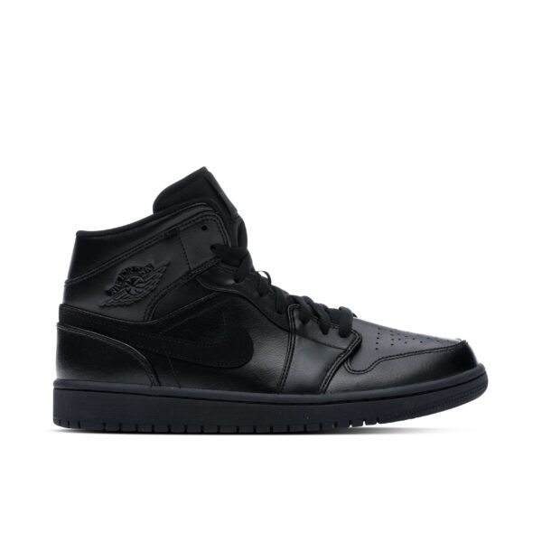 Jordan 1 Mid Deep Black Nubuck Swoosh (GS) 554725-090 - Nicesk photo 1