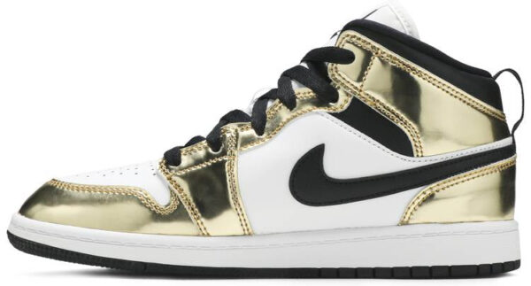 Jordan 1 Mid Metallic Gold Black White (PS) DC1422-700 - Nicesk photo 2