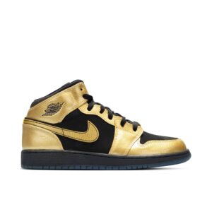 Jordan 1 Mid Metallic Gold Coin Black (GS) 555112-905 - Nicesk photo 1