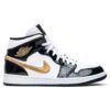 Jordan 1 Mid Patent Black White Gold 852542-007 - Nicesk photo 1