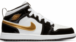 Jordan 1 Mid Patent Black White Gold (PS) BQ6932-007 - Nicesk photo 1