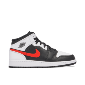 Jordan 1 Mid White Black Chile Red (GS) 554725-075 - Nicesk photo 1