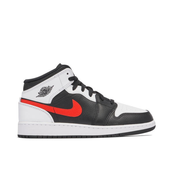 Jordan 1 Mid White Black Chile Red (GS) 554725-075 - Nicesk photo 1