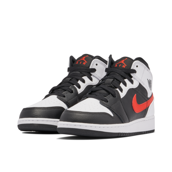 Jordan 1 Mid White Black Chile Red (GS) 554725-075 - Nicesk photo 3