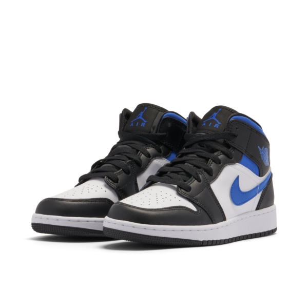 Jordan 1 Mid White Black Racer Blue (GS) 554725-140 - Nicesk photo 4