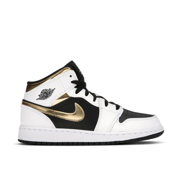 Jordan 1 Mid White Gold Black (GS) 554725-190 - Nicesk photo 1
