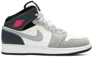 Jordan 1 Mid White Grey Hyper Pink (GS) 555112-117 - Nicesk photo 1