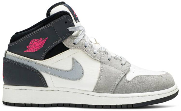 Jordan 1 Mid White Grey Hyper Pink (GS) 555112-117 - Nicesk photo 1