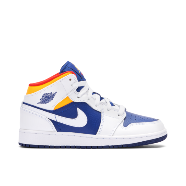 Jordan 1 Mid White Laser Orange Deep Royal Blue (GS) 554725-131 - Nicesk photo 1