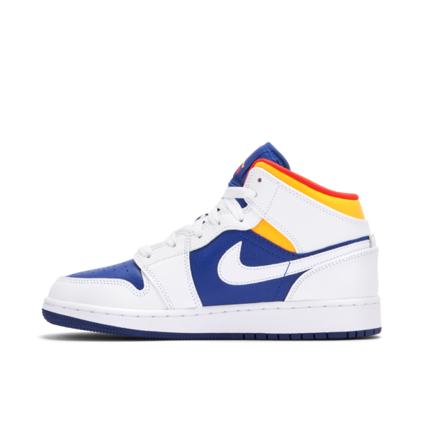 Jordan 1 Mid White Laser Orange Deep Royal Blue (GS) 554725-131 - Nicesk photo 2