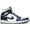 Jordan 1 Mid White Metallic Gold Obsidian 554724-174 - Nicesk photo 1
