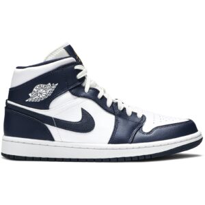 Jordan 1 Mid White Metallic Gold Obsidian 554724-174 - Nicesk photo 1