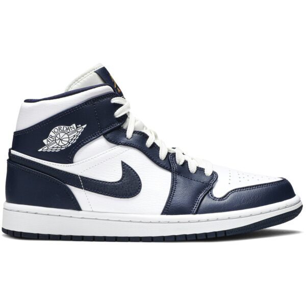 Jordan 1 Mid White Metallic Gold Obsidian 554724-174 - Nicesk photo 1