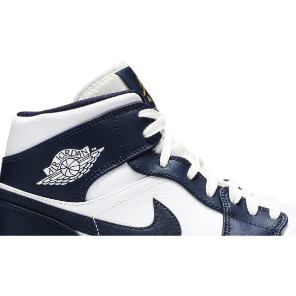 Jordan 1 Mid White Metallic Gold Obsidian 554724-174 - Nicesk photo 2