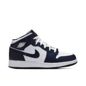 Jordan 1 Mid White Metallic Gold Obsidian (GS) 554725-174 - Nicesk photo 1