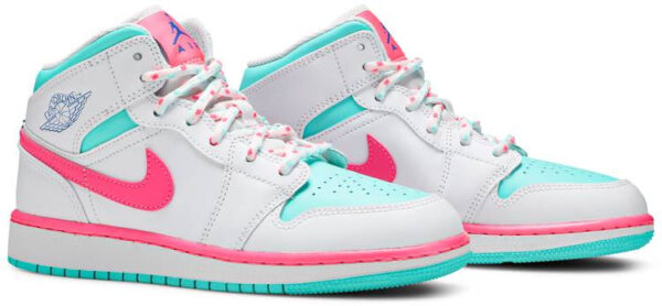 Jordan 1 Mid White Pink Green Soar (GS) 555112-102 - Nicesk photo 5