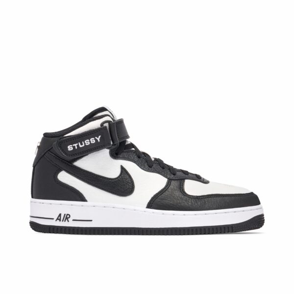 Nike Air Force 1 Mid Stussy Light Bone Black DJ7840-002 - Nicesk photo 1