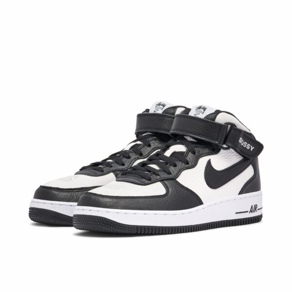 Nike Air Force 1 Mid Stussy Light Bone Black DJ7840-002 - Nicesk photo 4