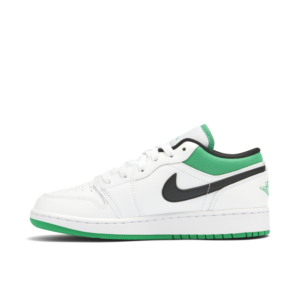 Jordan 1 Low White Lucky Green Tumbled Leather (GS) 553560-129 - Nicesk photo 2