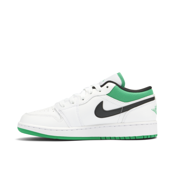 Jordan 1 Low White Lucky Green Tumbled Leather (GS) 553560-129 - Nicesk photo 2