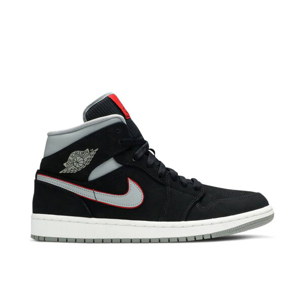 Jordan 1 Mid Black Particle Grey Gym Red 554724-060 - Nicesk photo 1