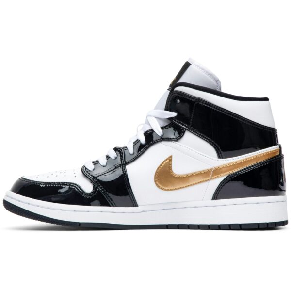 Jordan 1 Mid Patent Black White Gold 852542-007 - Nicesk photo 3
