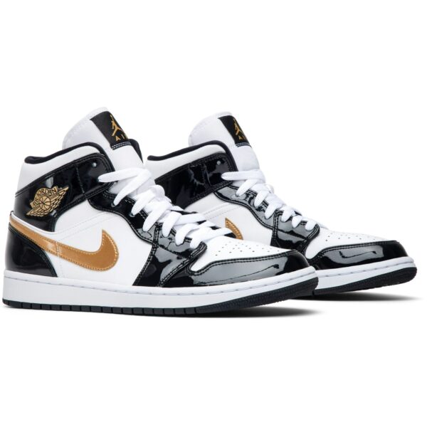 Jordan 1 Mid Patent Black White Gold 852542-007 - Nicesk photo 8