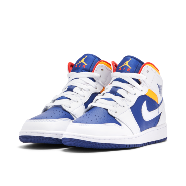 Jordan 1 Mid White Laser Orange Deep Royal Blue (GS) 554725-131 - Nicesk photo 4