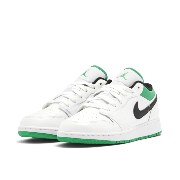 Jordan 1 Low White Lucky Green Tumbled Leather (GS) 553560-129 - Nicesk photo 4